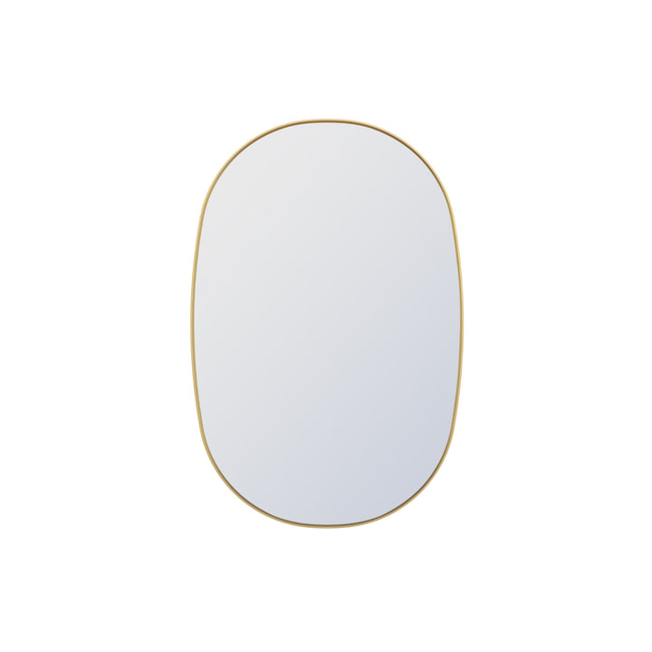 24 in. W. x 36 in. H Oval Framed Wall Bathroom Vanity Mirror in Brushed Gold