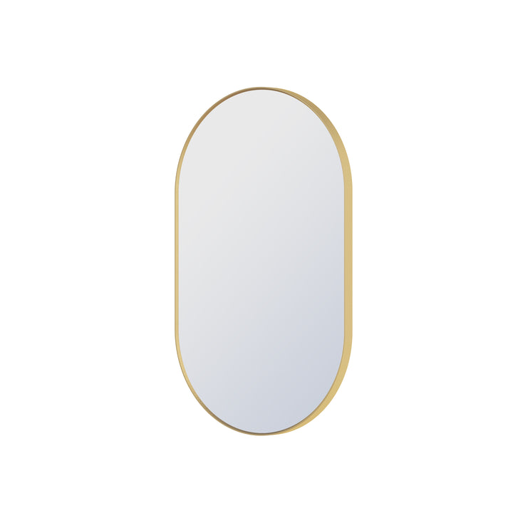 24 in. W x 40 in. H Oval Framed Wall Mount Bathroom Vanity Mirror in Brushed Gold