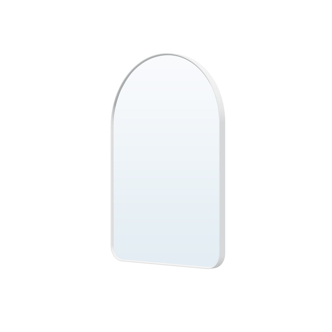 24 in. W x 36 in. H Arched Aluminum Framed Wall Bathroom Vanity Mirror in White