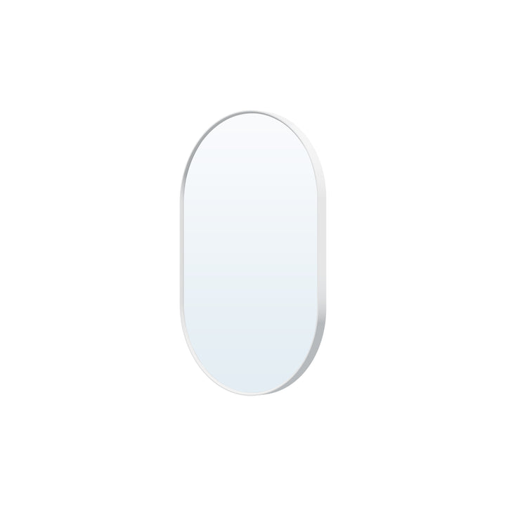 24 in. W x 40 in. H Oval Framed Wall Mount Bathroom Vanity Mirror in White