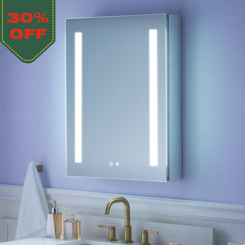 24 in. x 30 in. LED Lighted Surface/Recessed Mount Mirror Medicine Cabinet with Outlet Right Side