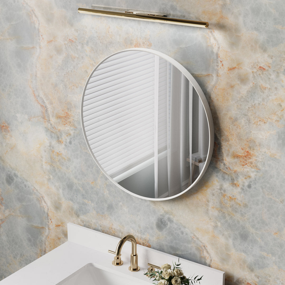 24 in. W x 24 in. H White Modern Bathroom Mirror Round Framed Aluminum Wall Mirror