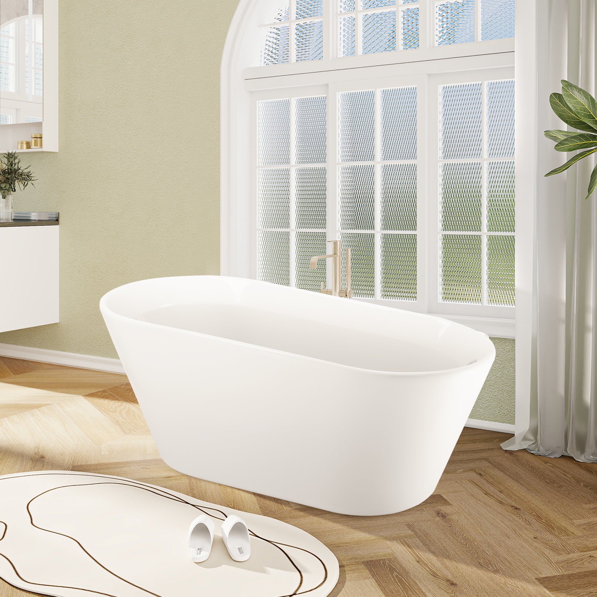 61"/69" 100% Acrylic Freestanding Contemporary Soaking  Bathtub in White