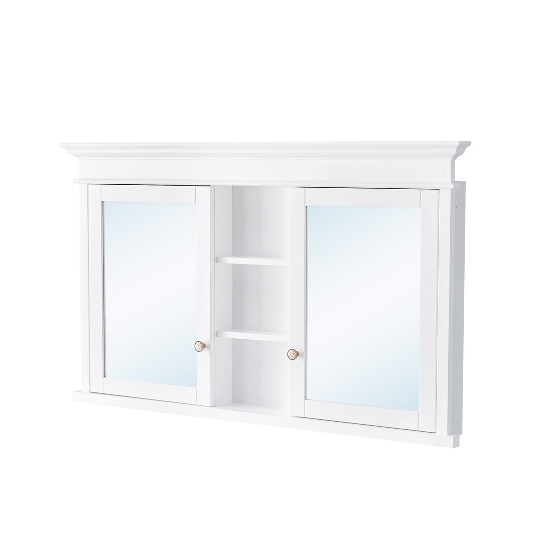 55 in.W x 32 in.H Recessed Bathroom Medicine Cabinet with Mirror in White