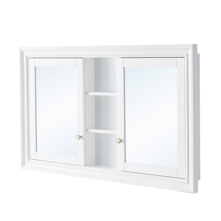 55 in.W x 32 in.H Recessed Bathroom Medicine Cabinet with Mirror in White