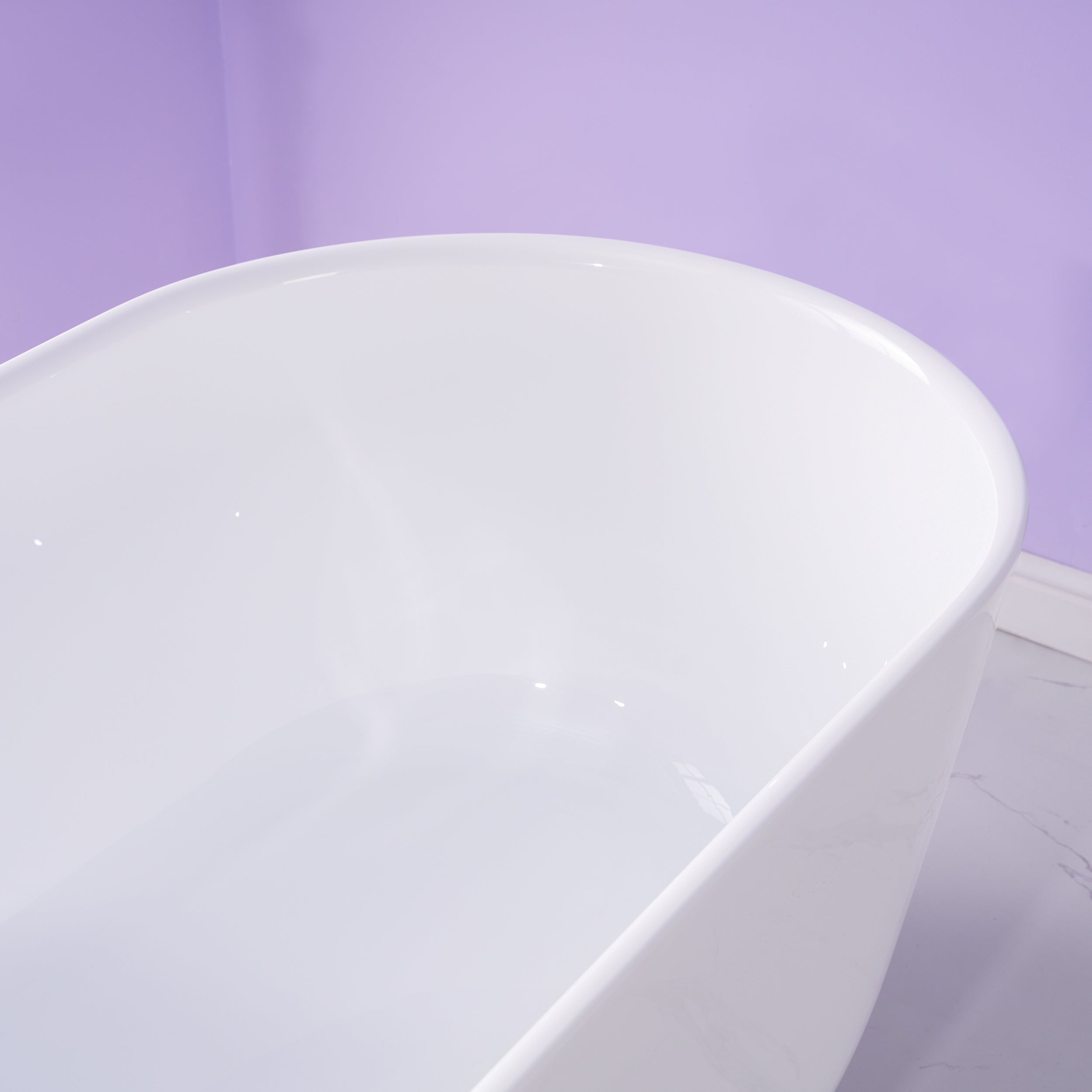 67" Freestanding Glossy White Acrylic Bathtub with Integrated Overflow