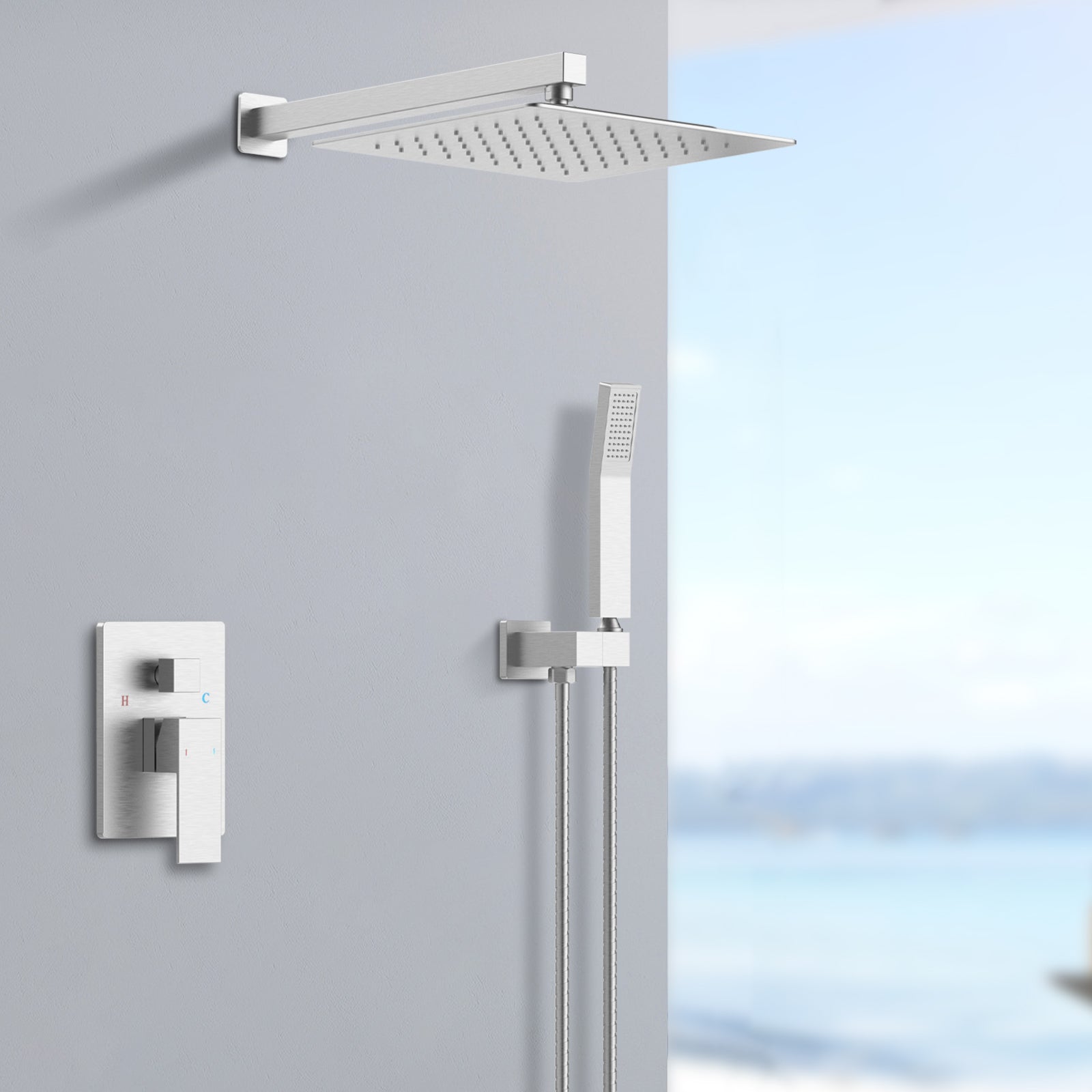 12-In Wall-Mounted Shower System with Valve