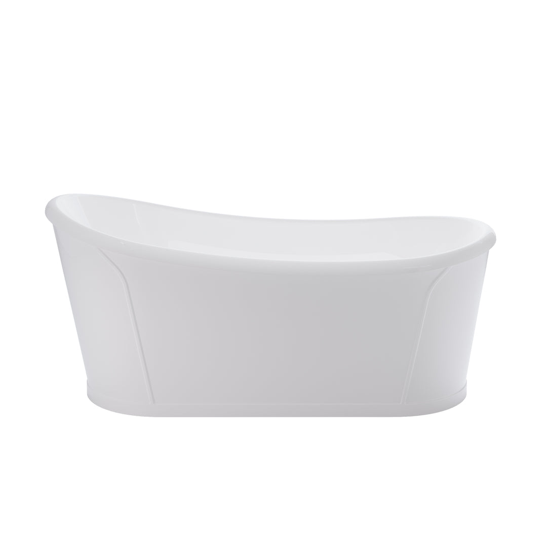 66" White Acrylic Freestanding Bathtub with Integrated Slotted Overflow