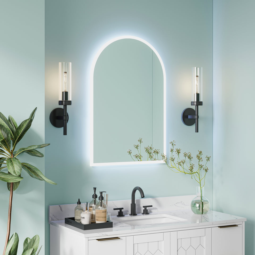 24 in. W x 36 in. H Acrylic Window Sill Shape Bezel-free LED Bathroom Vanity Mirror