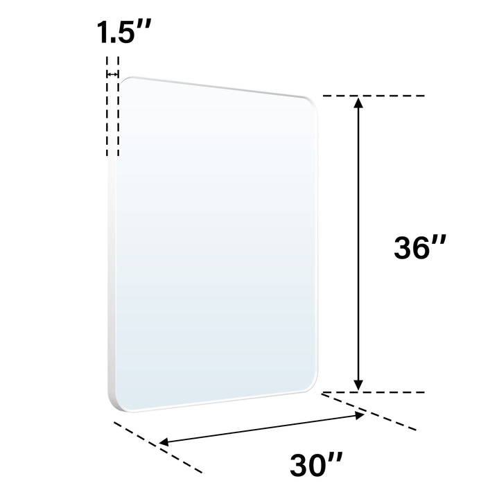 30-in W x 36-in H White Rectangular Framed Bathroom Vanity Mirror