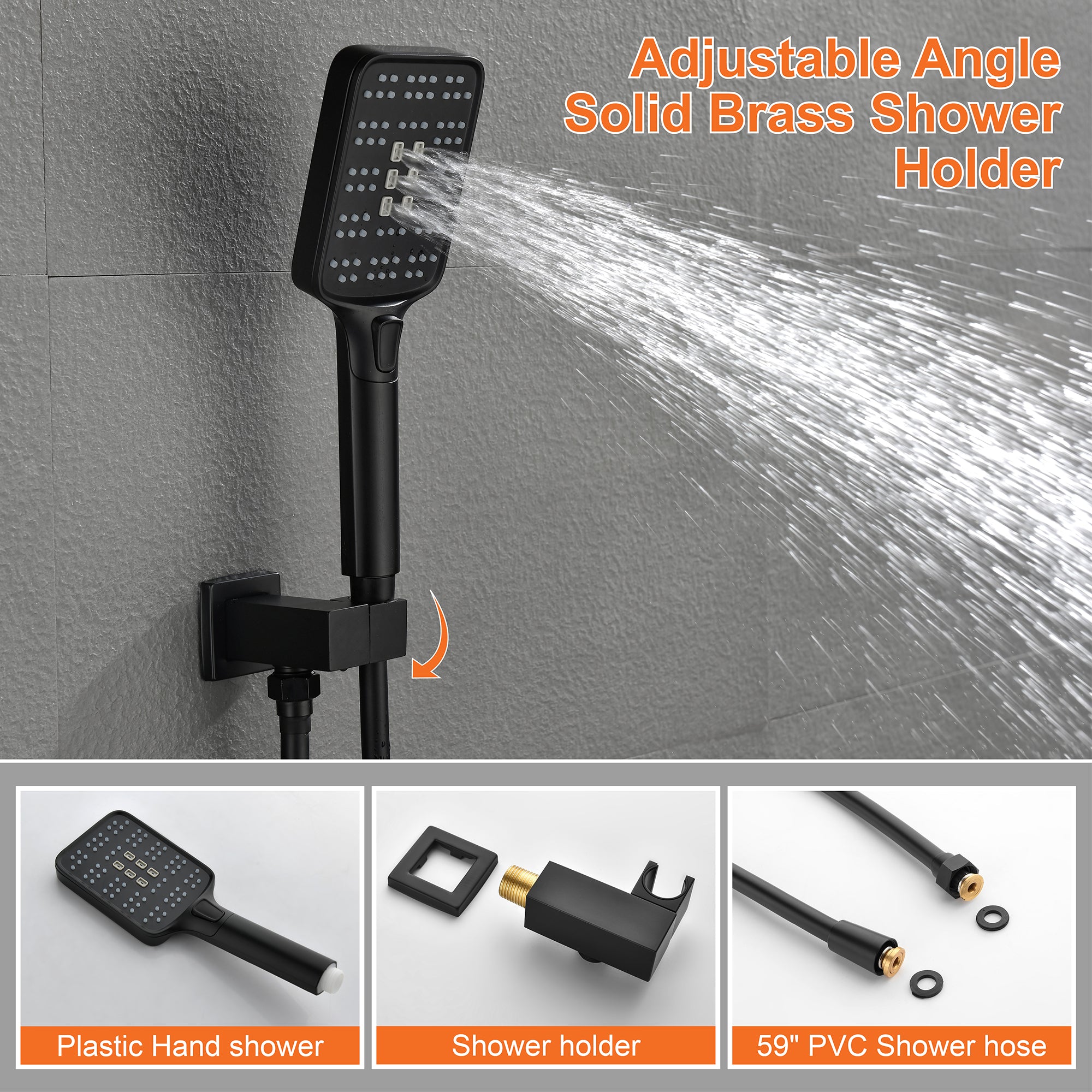 10-in Shower System with Three-function ABS Button Handheld Shower