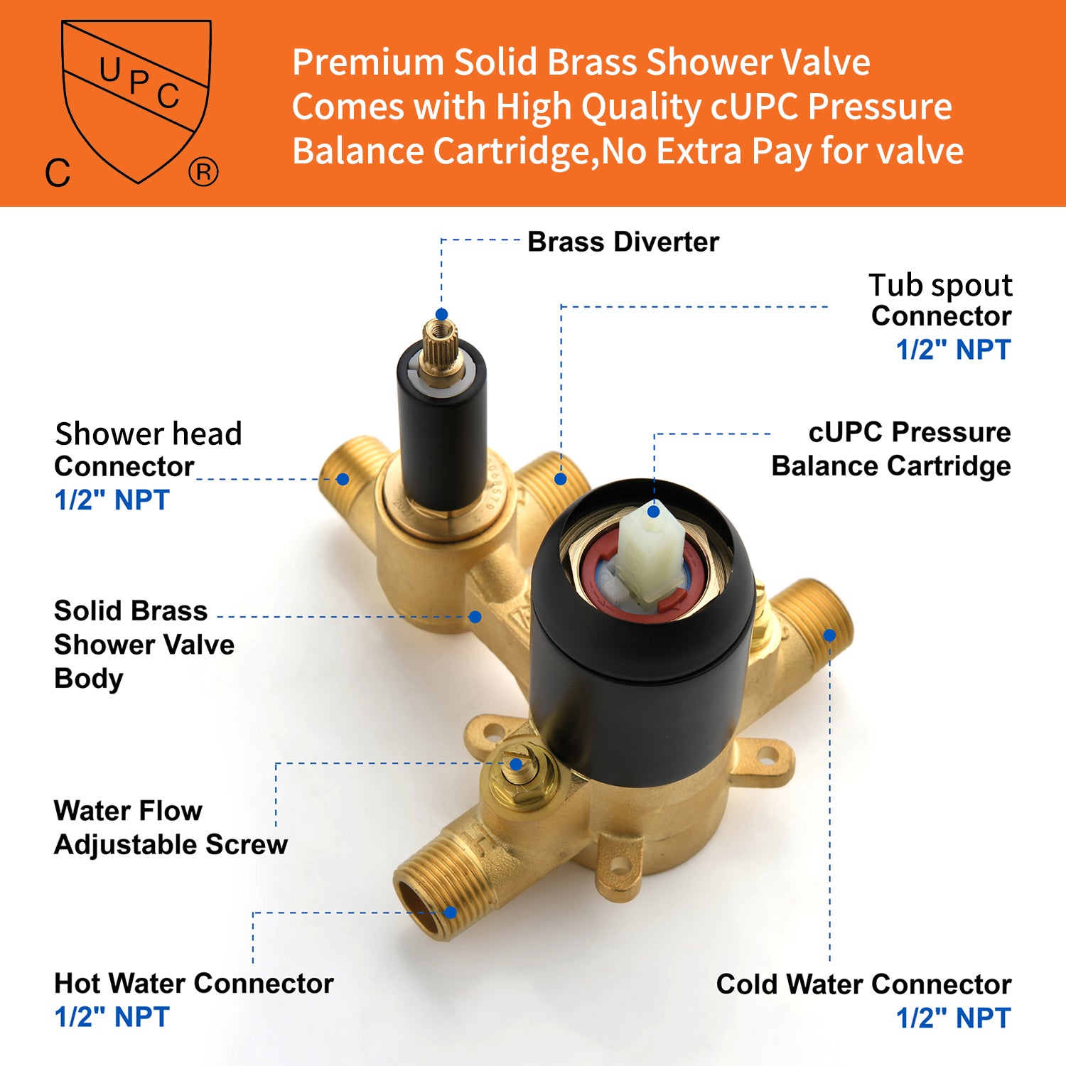 Tub Spout Tub and Shower Valve Trim Kit Shower System All Metal Shower Fixtures Wall Mount