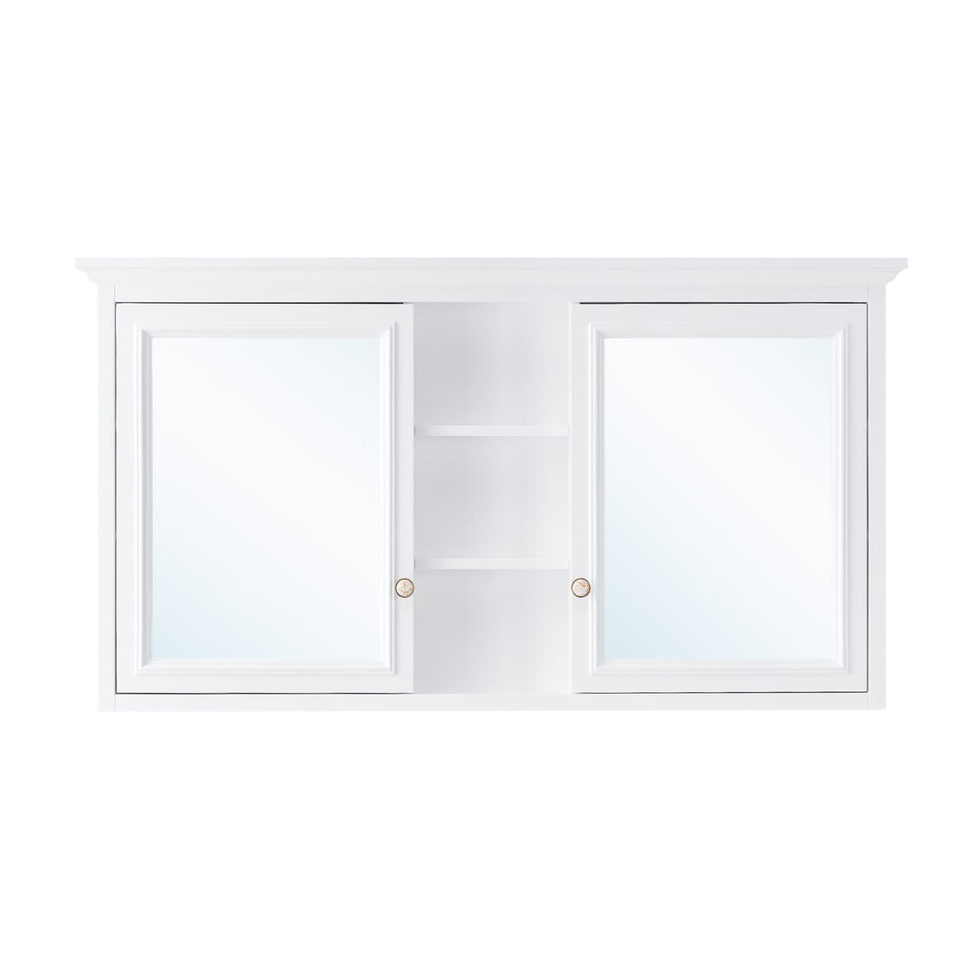 55 in. W x 30 in. H Rectangular White Solid Wood Surface-Mount Medicine Cabinet with Mirror