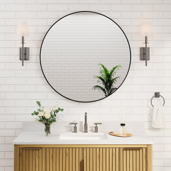 36 in. W x 36 in. H Black Modern Bathroom Mirror Round Framed Aluminum Wall Mirror