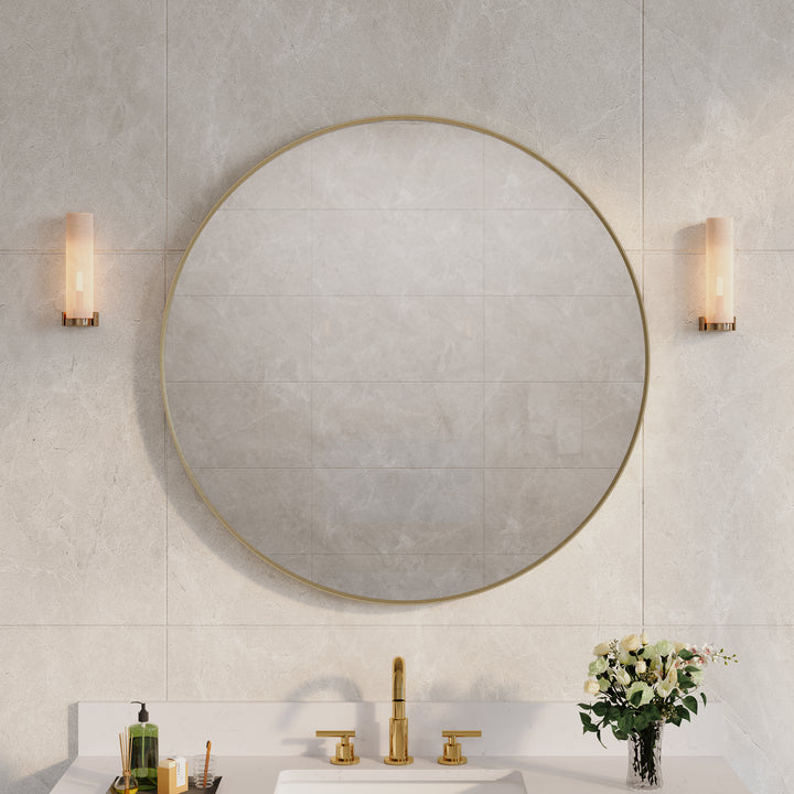 36 in. W x 36 in. H Brushed Gold Modern Bathroom Mirror Round Framed Aluminum Wall Mirror