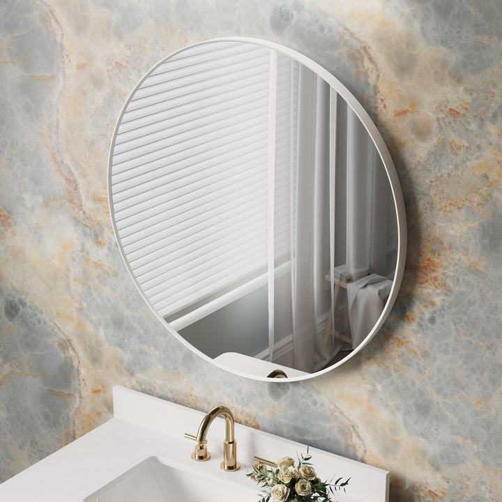 36 in. W x 36 in. H White Modern Bathroom Mirror Round Framed Aluminum Wall Mirror