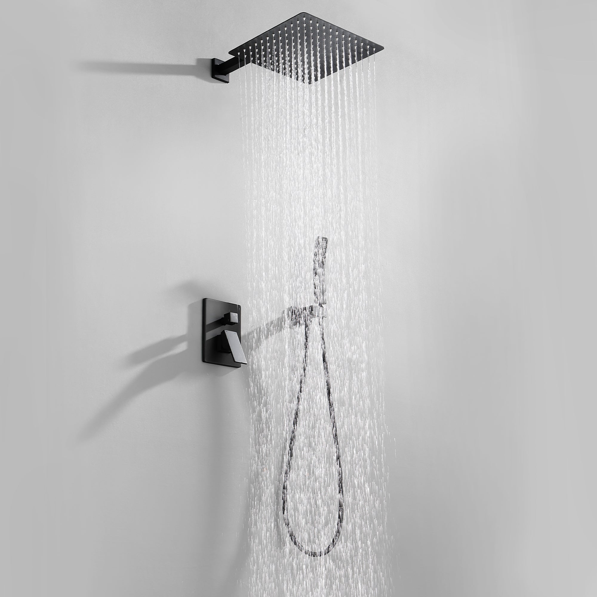 10-in Rain Shower Head Wall Mount Dual Head Waterfall Built-In Shower System