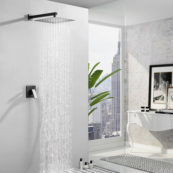 10 inch / 12 inch Modern Wall Mounted Ultra-thin Square Shower Bar System