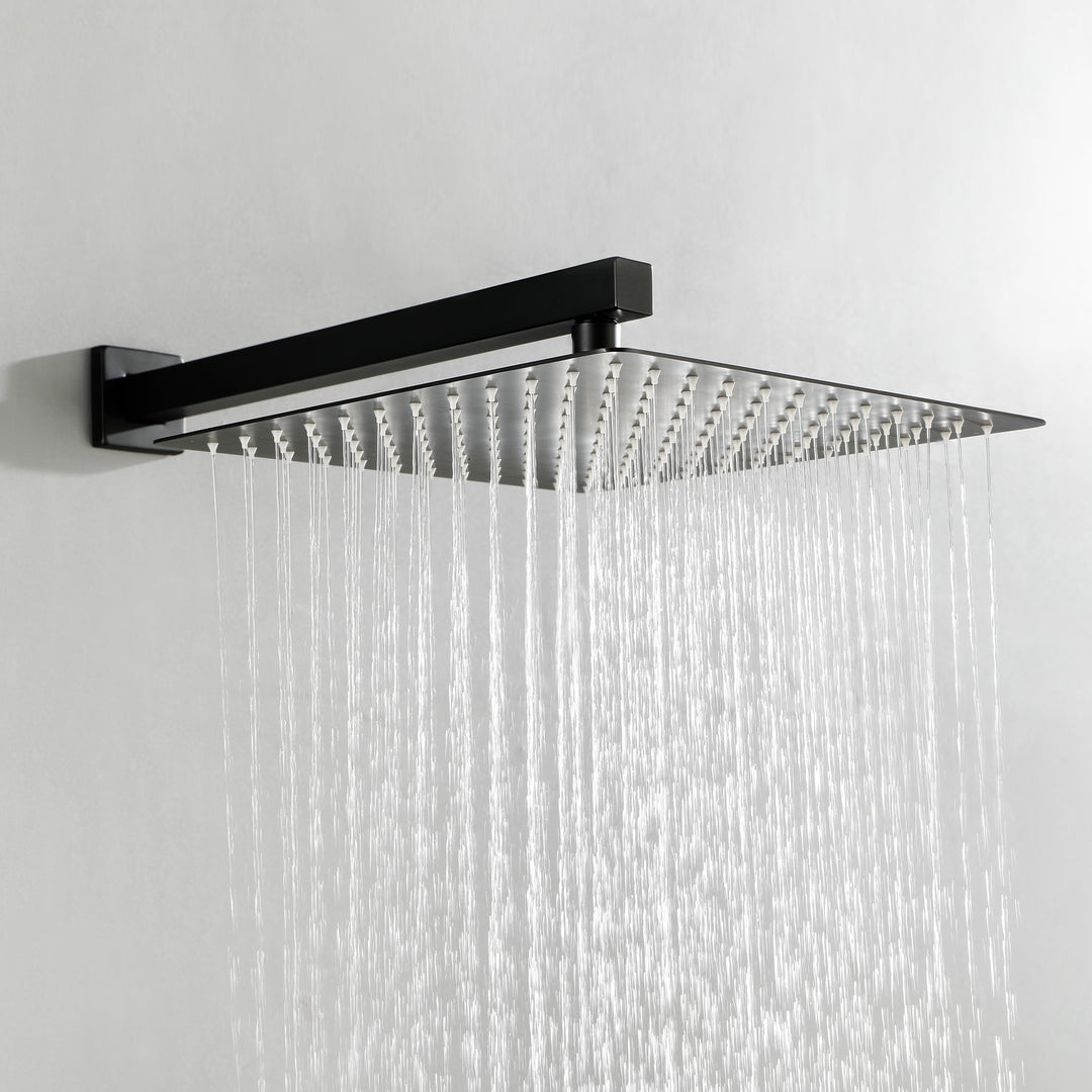 10 inch / 12 inch Modern Wall Mounted Ultra-thin Square Shower Bar System