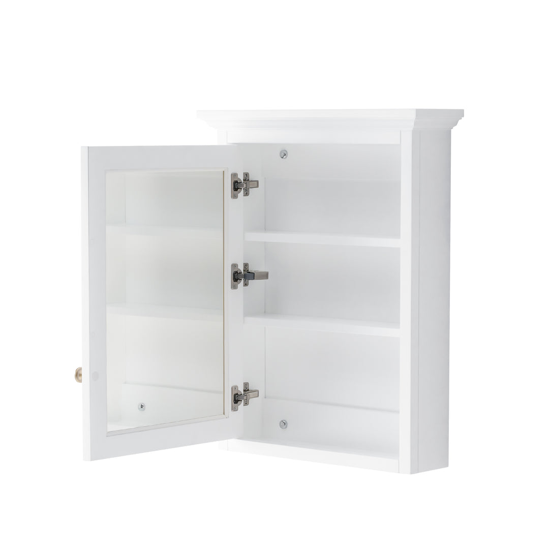 24 in. W x 30 in. H Rectangular White Solid Wood Surface-Mount Medicine Cabinet with Mirror