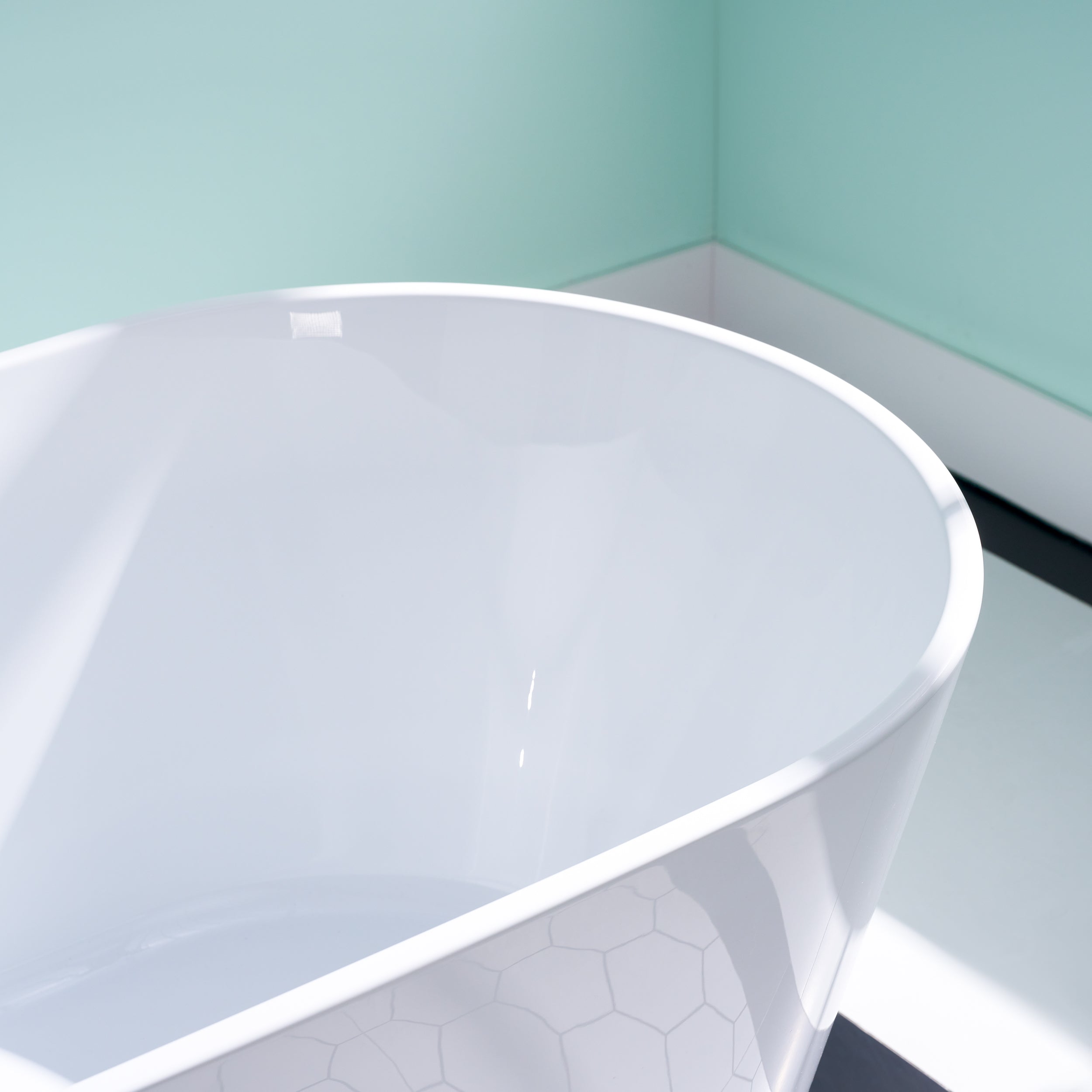 67" Freestanding Glossy White Acrylic Bathtub with Chrome Drain and Overflow