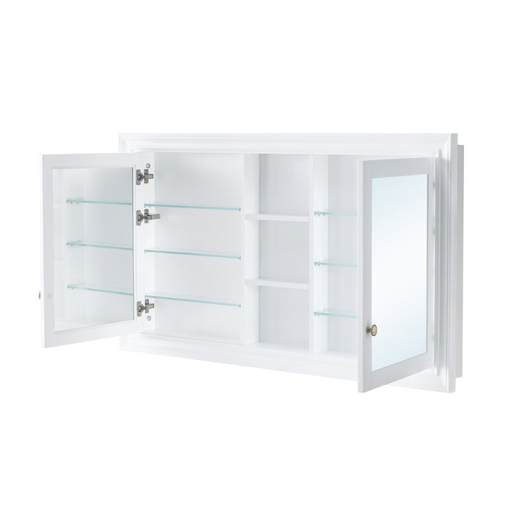 55 in.W x 32 in.H Recessed Bathroom Medicine Cabinet with Mirror in White