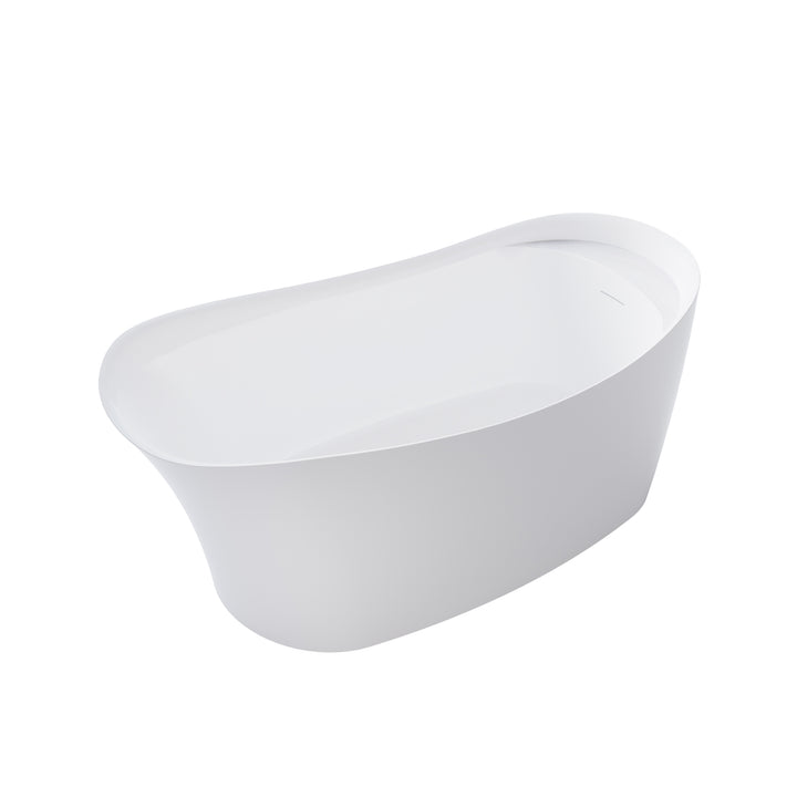 69" Freestanding Glossy White Acrylic Bathtub with Slotted Overflow