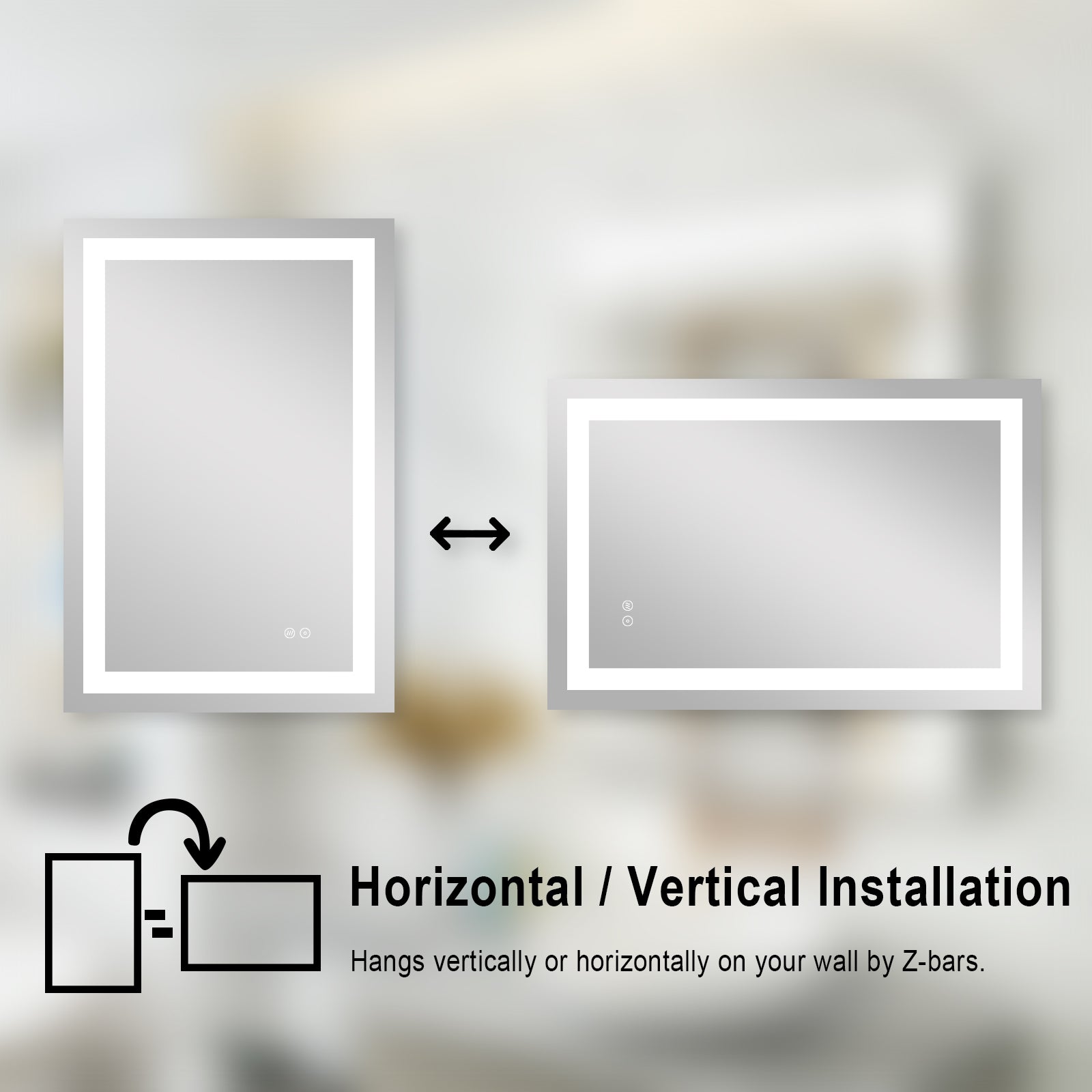 28 in. W x 36 in. H Rectangular Frameless Anti-Fog LED Light Bathroom Vanity Mirror in Aluminum