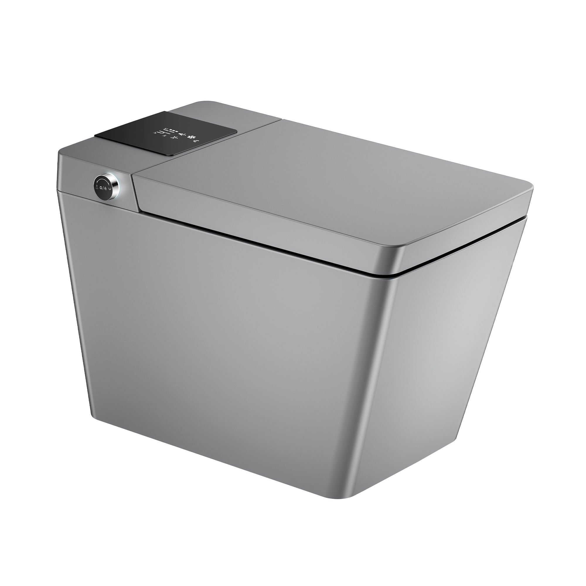 Multifunctional Smart Toilet with Remote Control, Foot Sensor, Night Light in Matte Grey