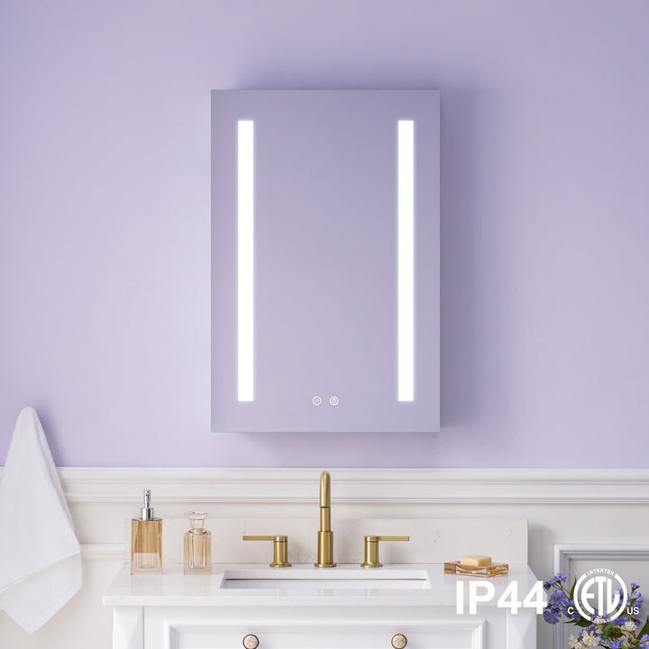 20 in. x 30 in. LED Lighted Surface/Recessed Mount Mirror Medicine Cabinet with Outlet Right Side