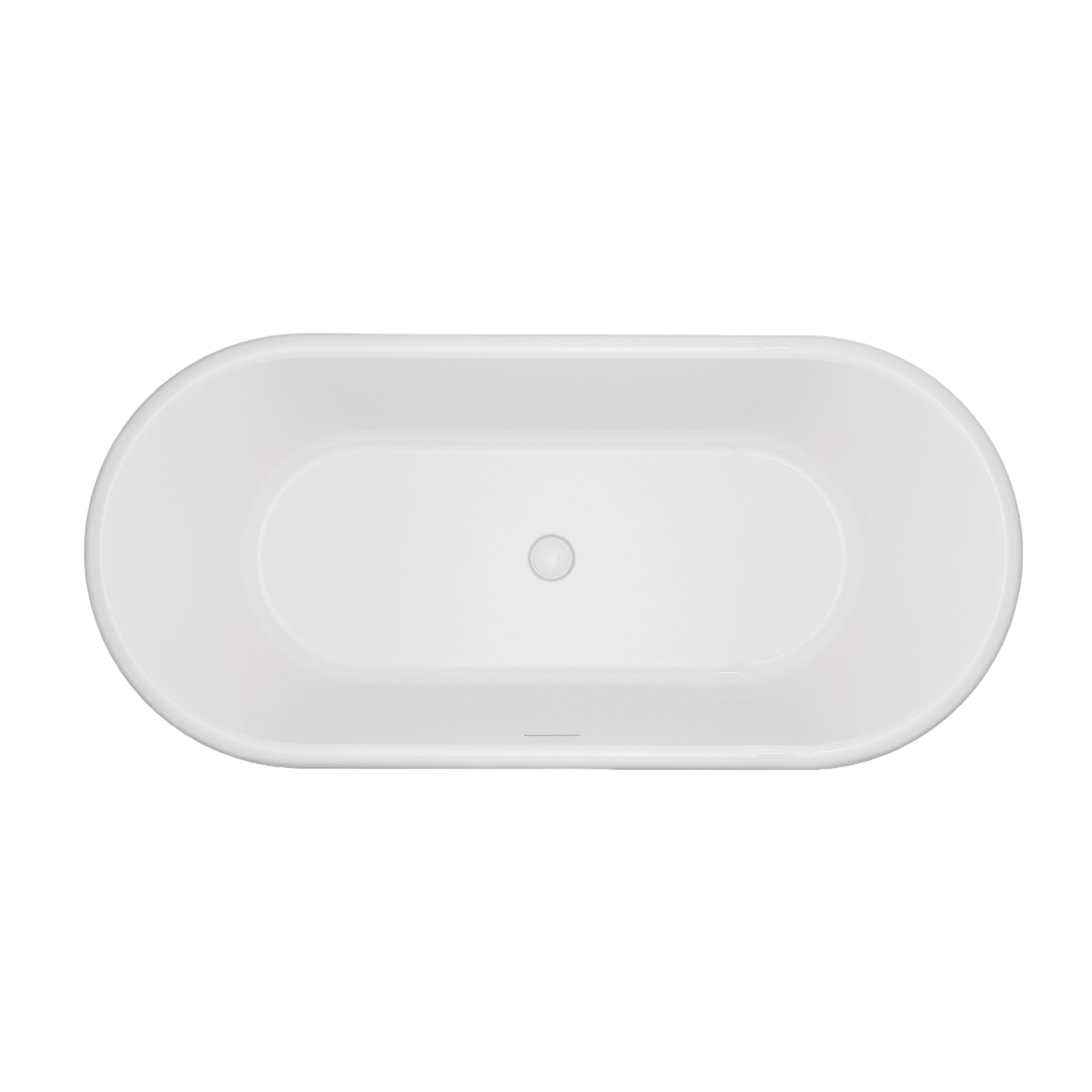 66" Freestanding Glossy White Acrylic Bathtub with Integrated Overflow