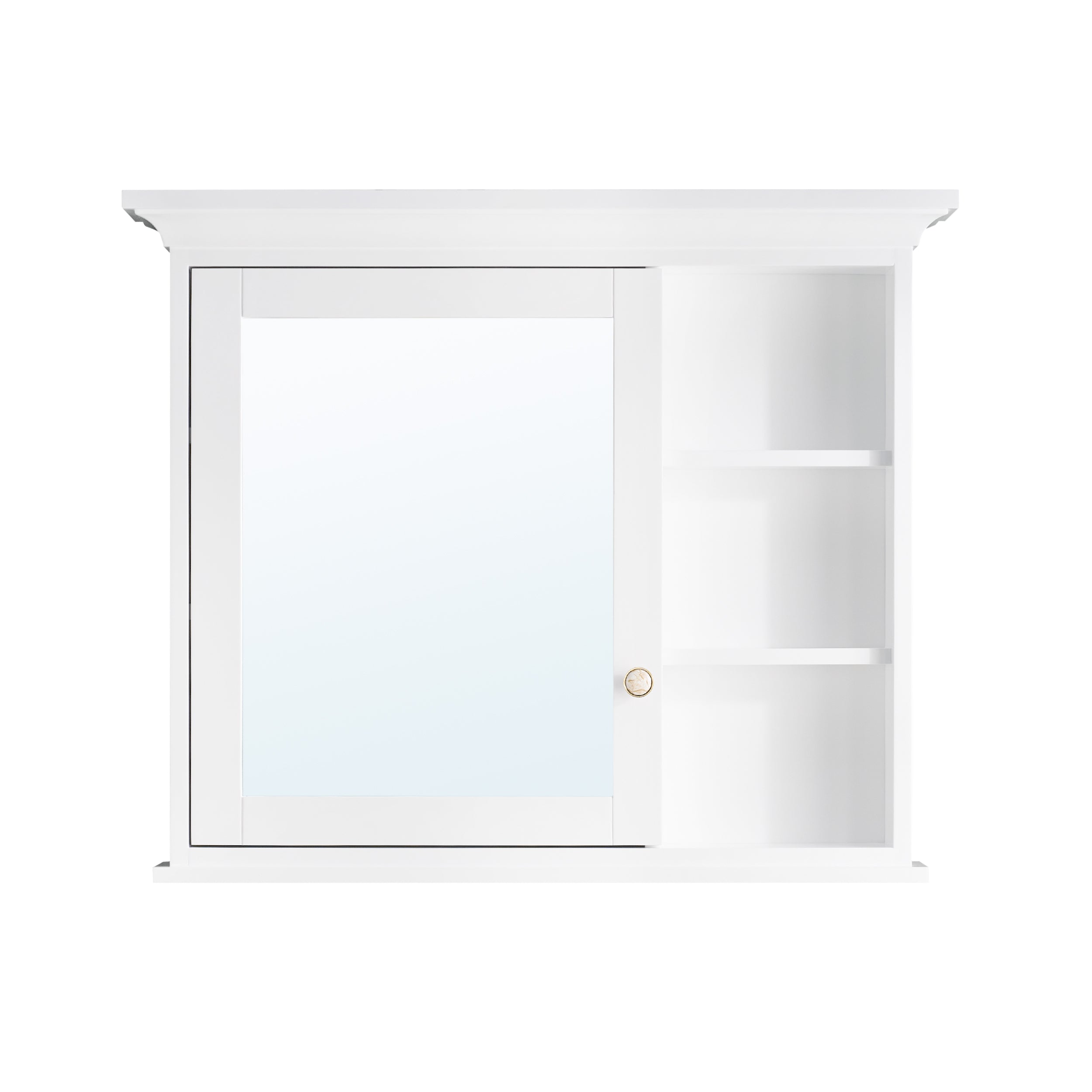 36 in.W x 30 in.H Surface-Mount Bathroom Medicine Cabinet with Mirror in White