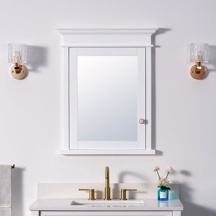 26 in.W x 32 in.H Recessed Bathroom Medicine Cabinet with Mirror in White