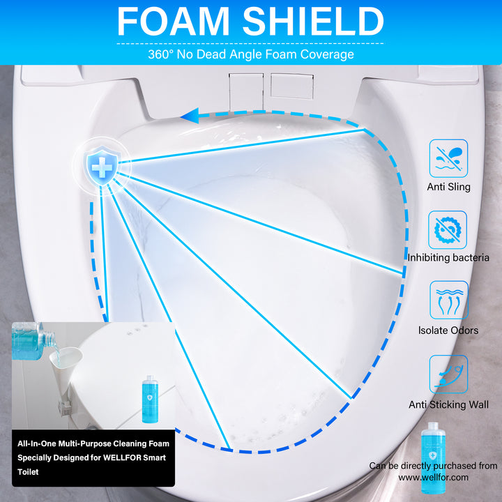 Elongated Smart Bidet Toilet in White with Built-in Tank, Foot Sensor Function, Auto Flush