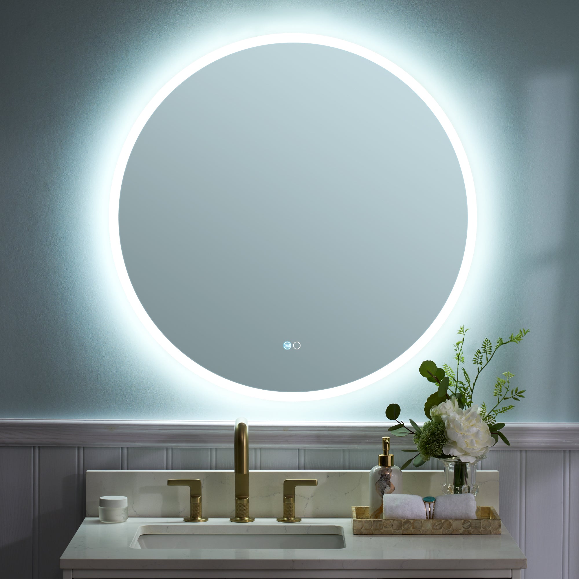 32 in. W x 32 in. H Round Frameless Anti-Fog LED Light Dimmable Wall Mount Bathroom Vanity Mirror