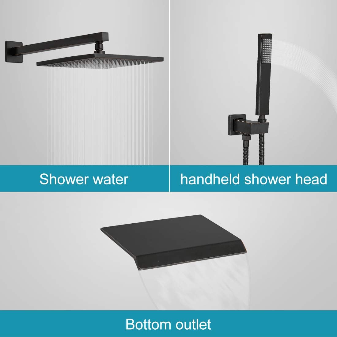 10 in 3-Spray Wall Mount Dual Shower Head with Valve