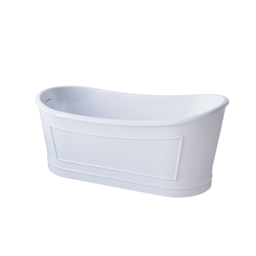 66" White Acrylic Freestanding Bathtub with Integrated Slotted Overflow