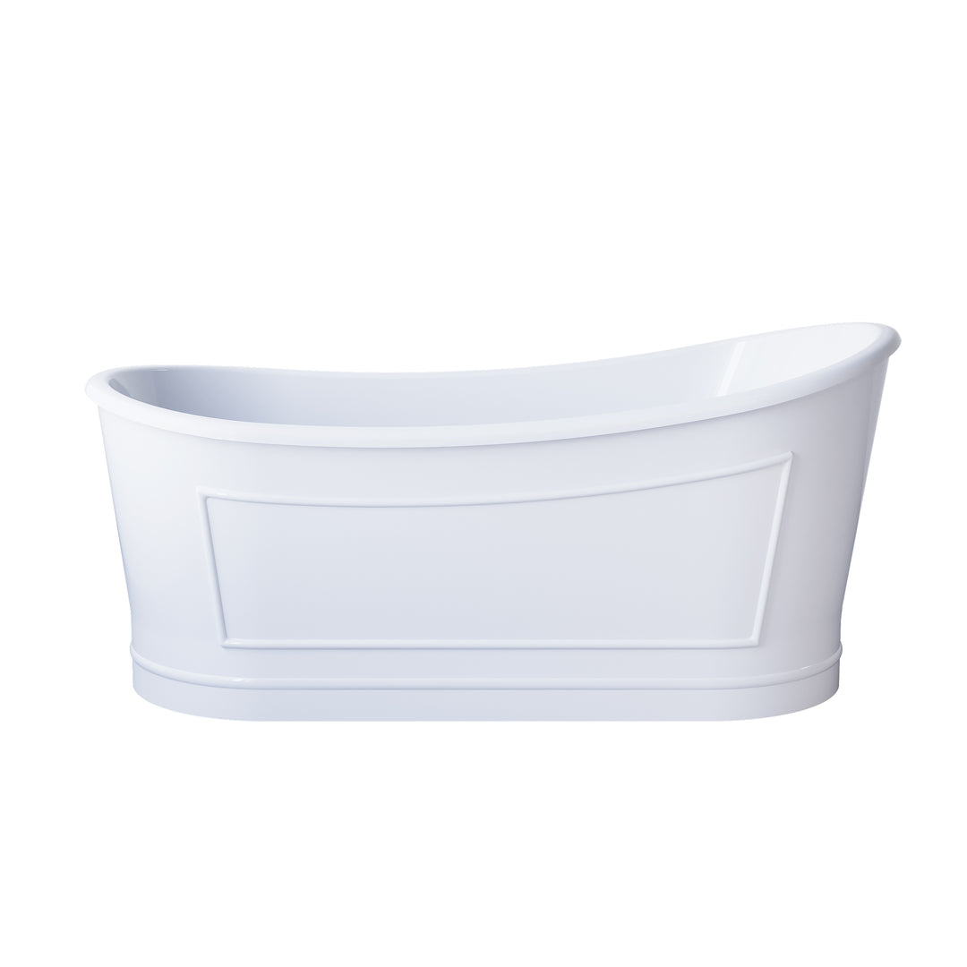 66" White Acrylic Freestanding Bathtub with Integrated Slotted Overflow