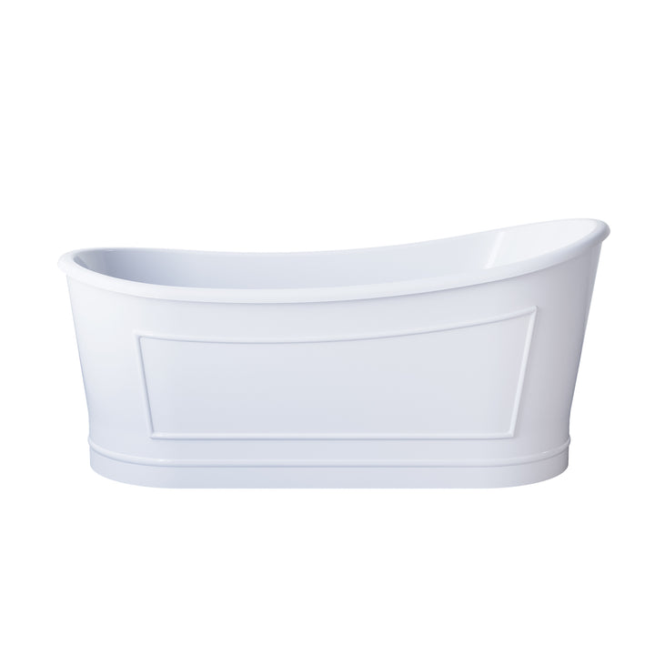 66" White Acrylic Freestanding Bathtub with Integrated Slotted Overflow