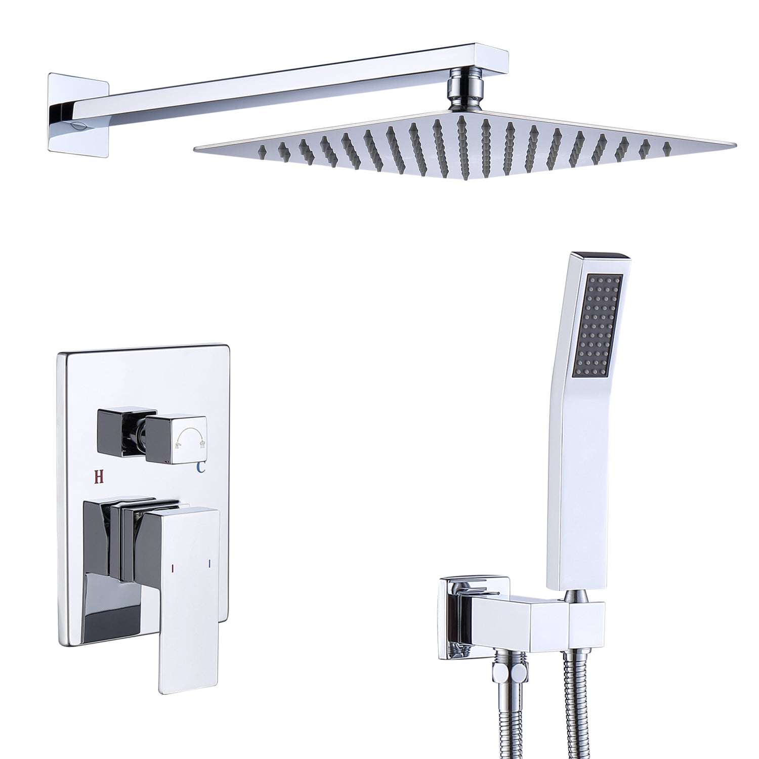 12-In Wall-Mounted Shower System with Valve