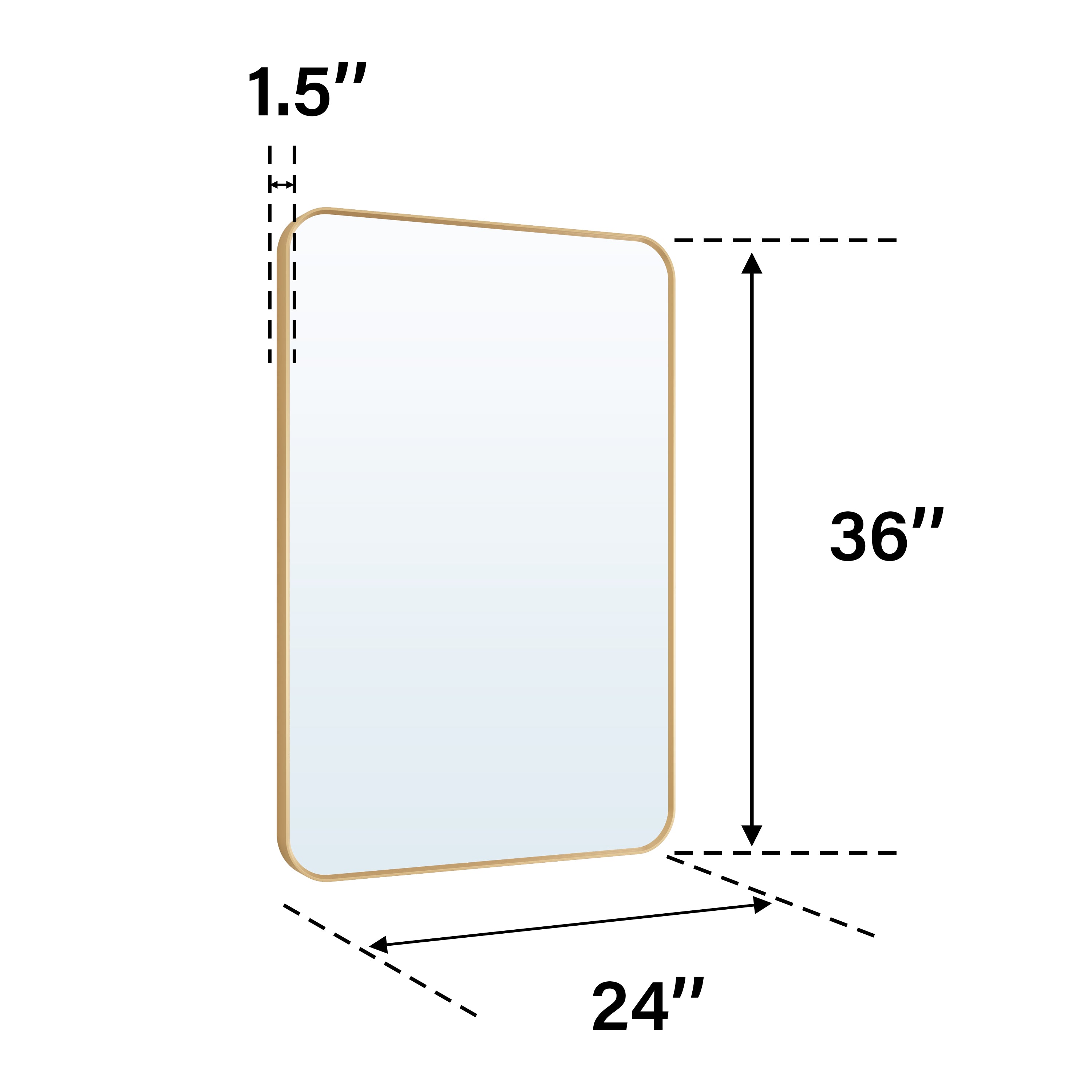 24-in W x 36-in H Brushed Gold Rectangular Framed Bathroom Vanity Mirror