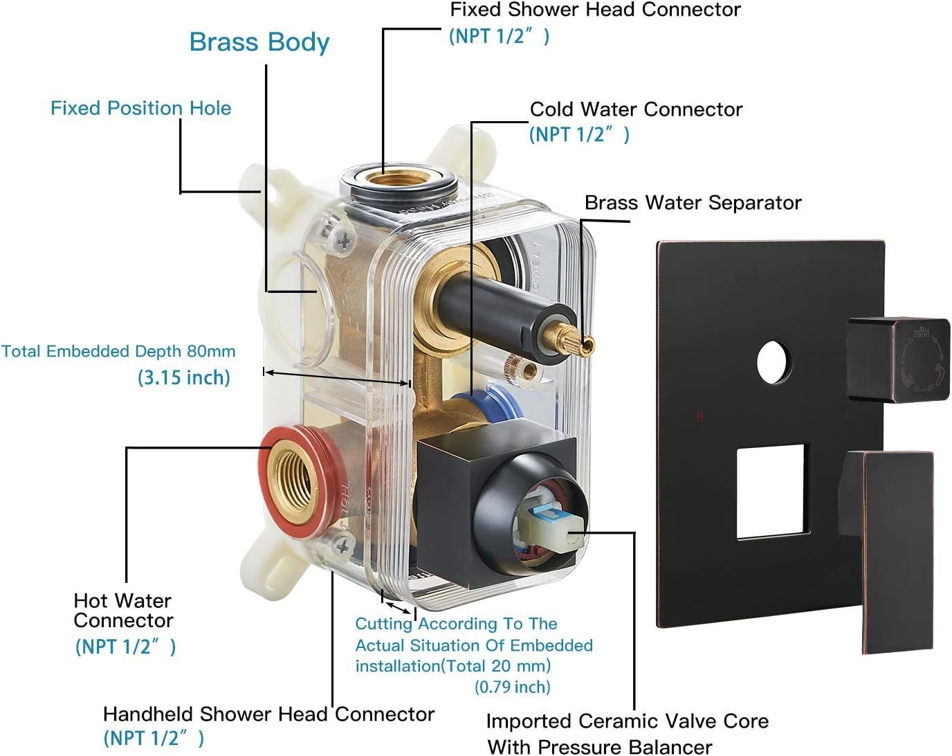 10 in 3-Spray Oil Rubbed Bronze Wall Mount Dual Shower Head with Valve