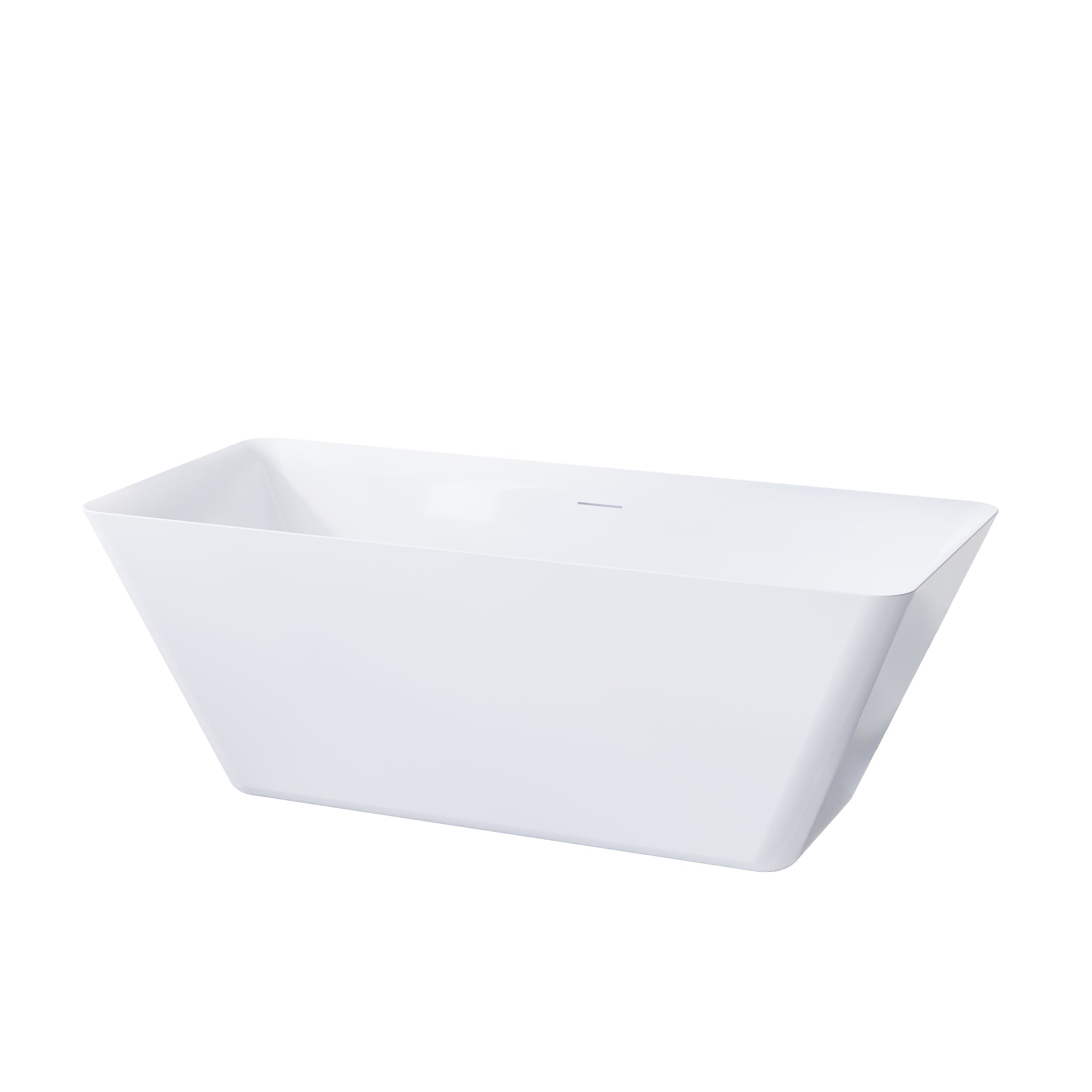 66" Freestanding Glossy White Acrylic Bathtub with Overflow and Drain