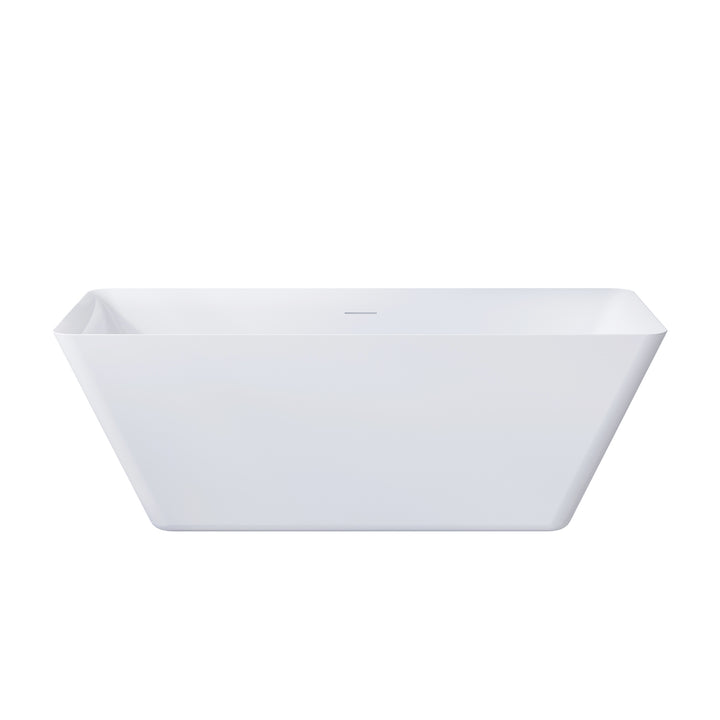 66" Freestanding Glossy White Acrylic Bathtub with Overflow and Drain