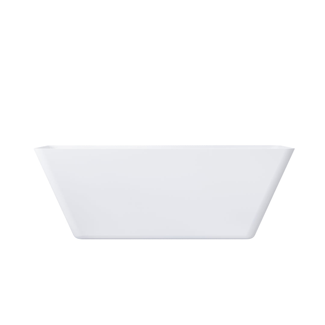 66" Freestanding Glossy White Acrylic Bathtub with Overflow and Drain