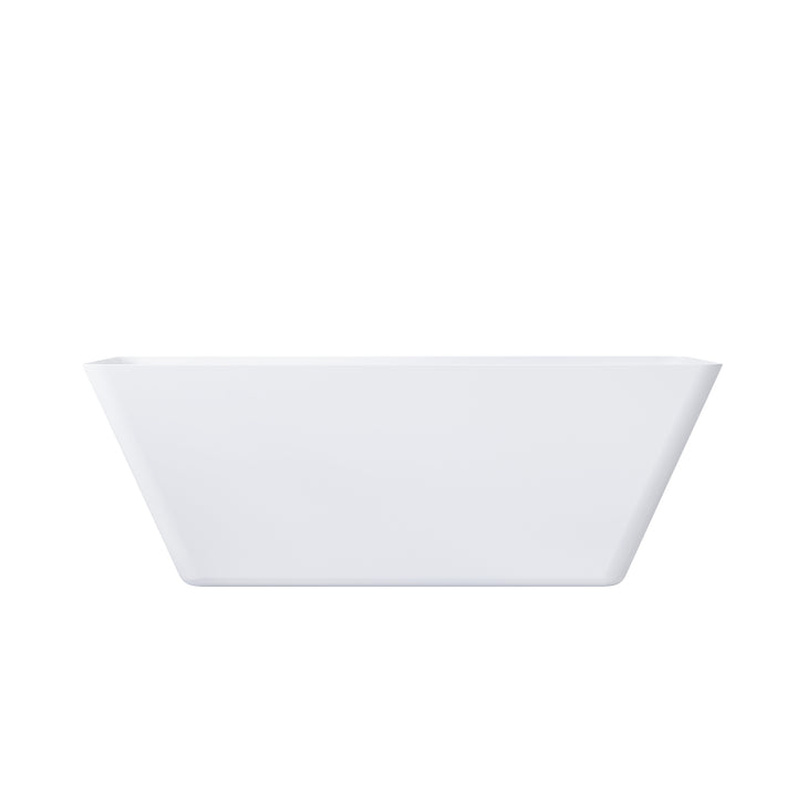 66" Freestanding Glossy White Acrylic Bathtub with Overflow and Drain