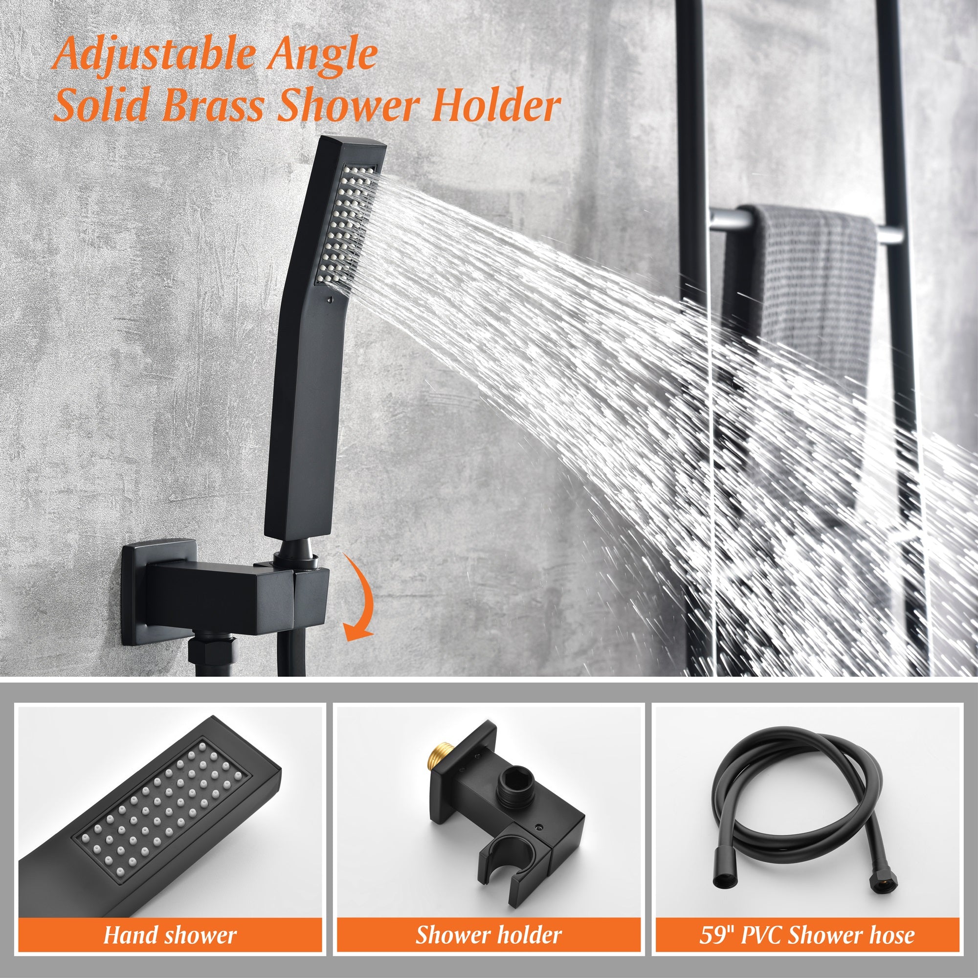 Matte Black Single Handle Tub Faucet with Hand Shower and Openwork Platform