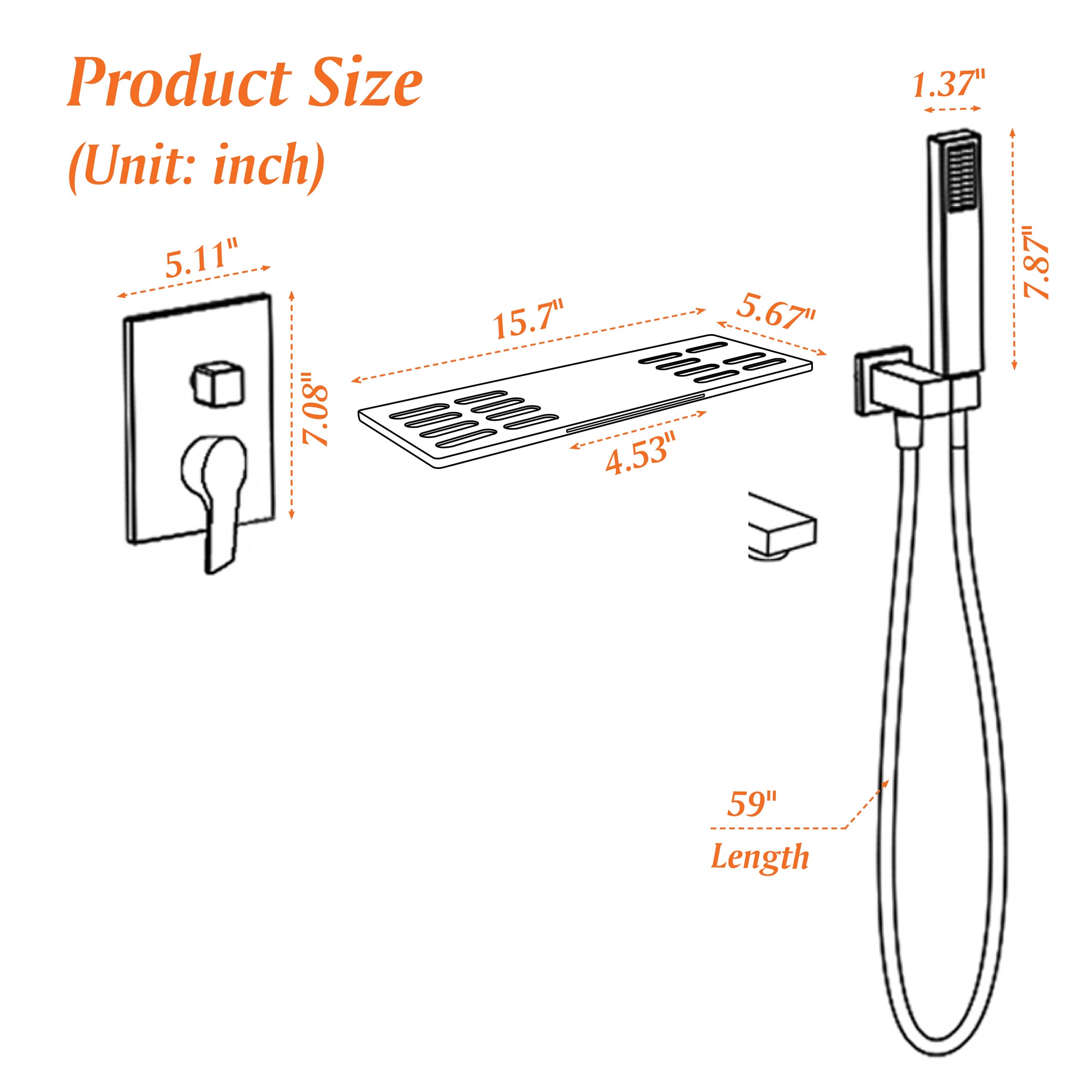 Single Handle Tub Faucet with Hand Shower and Openwork Platform