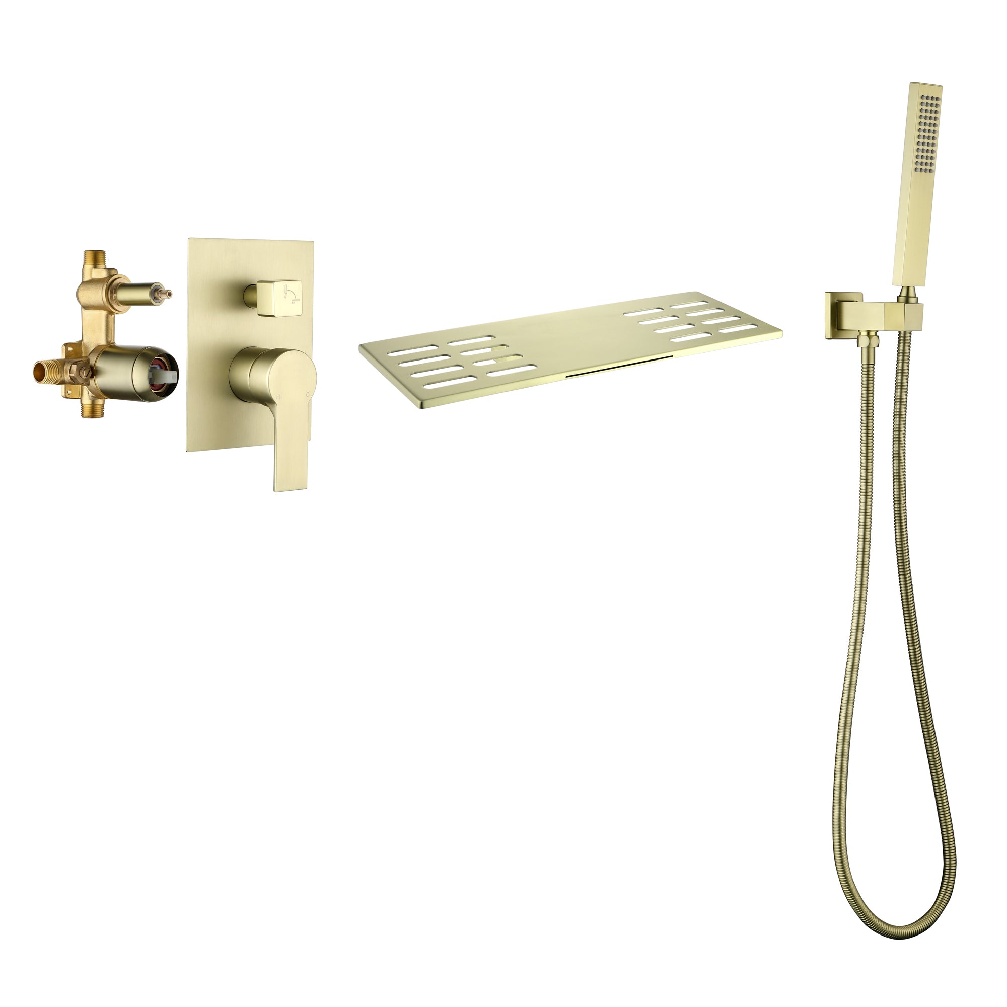 Single Handle Tub Faucet with Hand Shower and Openwork Platform