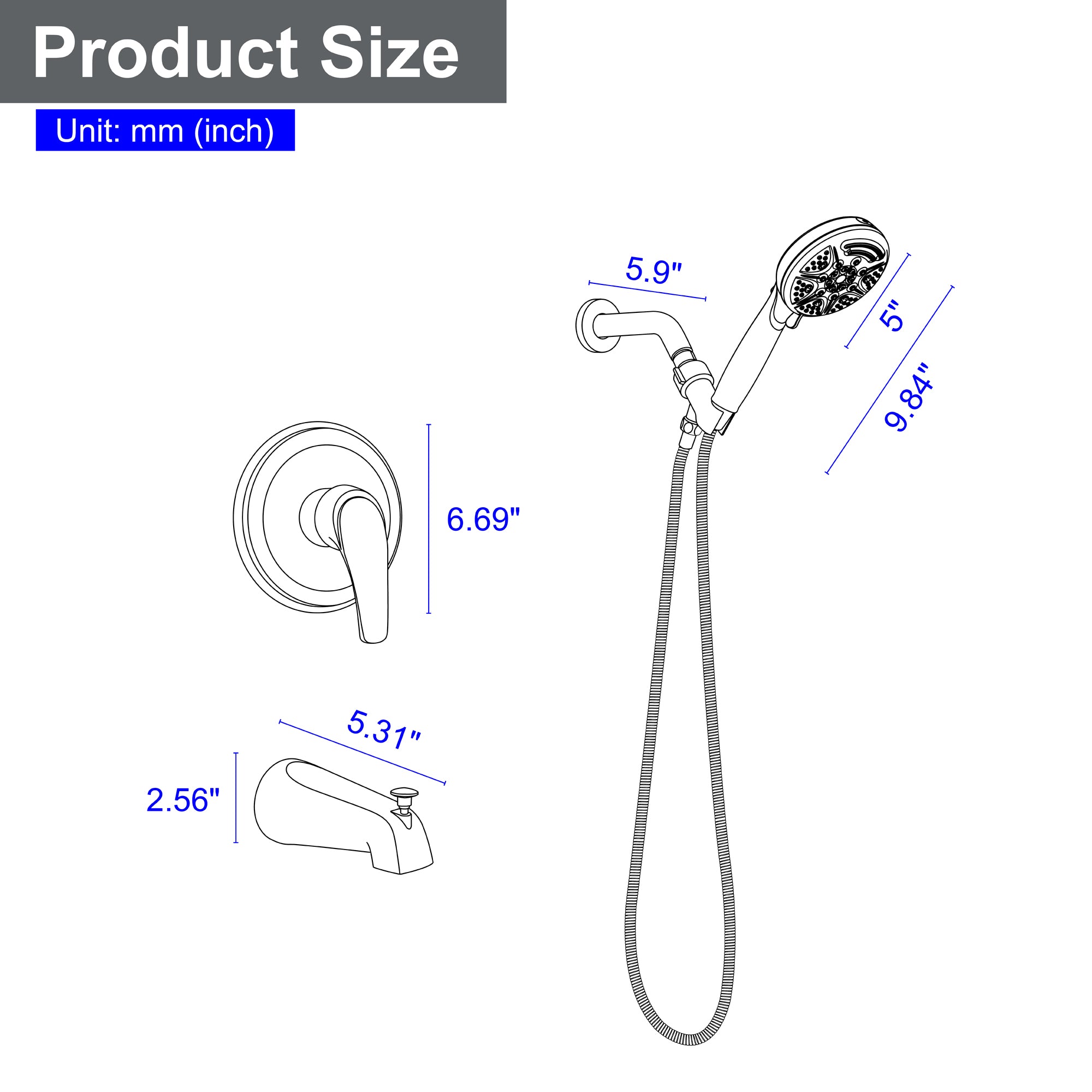 9-function Hand Shower and Bathtub Faucet